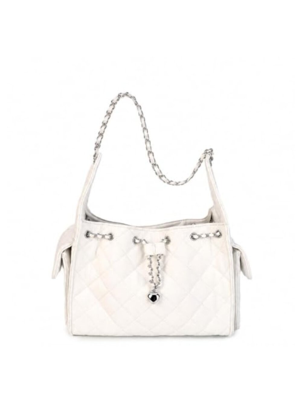 Quilted Vegan Leather Tote Bag Chain Strap Shoulder Purse Small Satchel